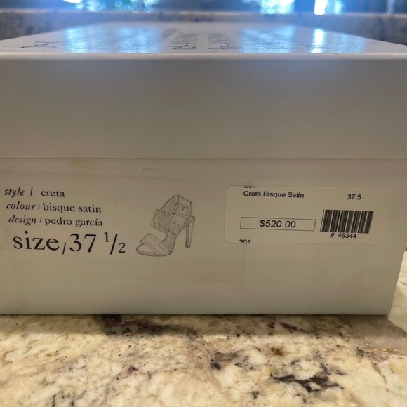 Pedro Garcia "Creta" Sandals in Bisque Satin, Size 37.5/US 7.5 - Picture 11 of 14